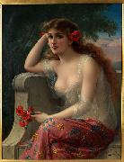 Emile Vernon Girl with a Poppy Germany oil painting artist